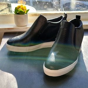 Black white platform wedge heel Tinstree sneaker shoe